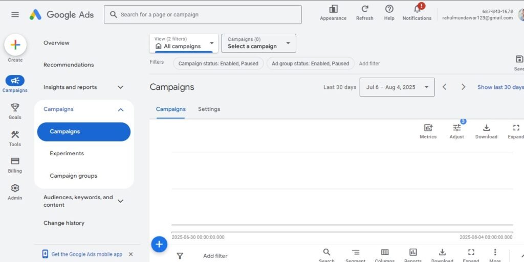 google ad word dashboard