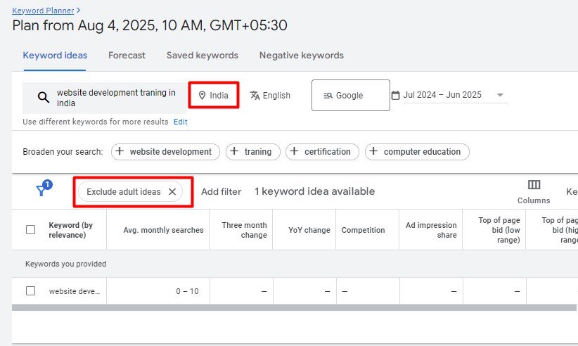Select Your Keyword's Targeted Country