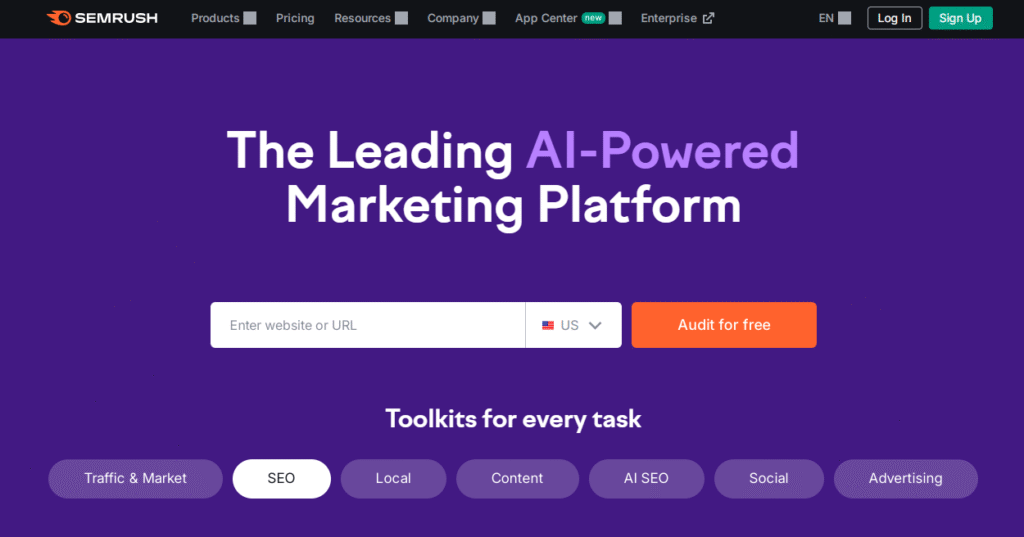 Login Page of Semrush